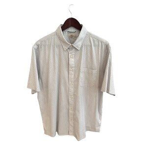 Faherty Brand Light Gray Blue Micro Print Short Sleeve Button Down Shirt XL
